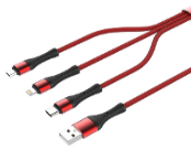 Sword Kabel SW-3IN1-Kabel Grau - 3 verschiedene Kabel in einem, 1m Kabellänge