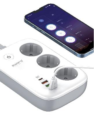 Sword Socket Smart WiFi Power Strip with 3 Outlets and 3 USB-A Ports