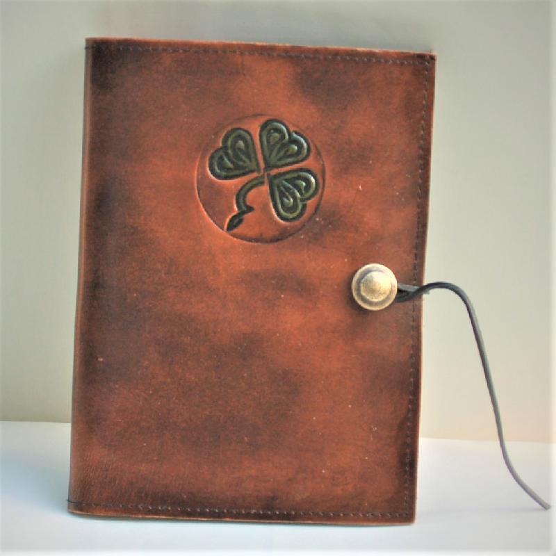 Celtic Leather Craft Book Cover A5 - Shamrock No.1 Book Cover