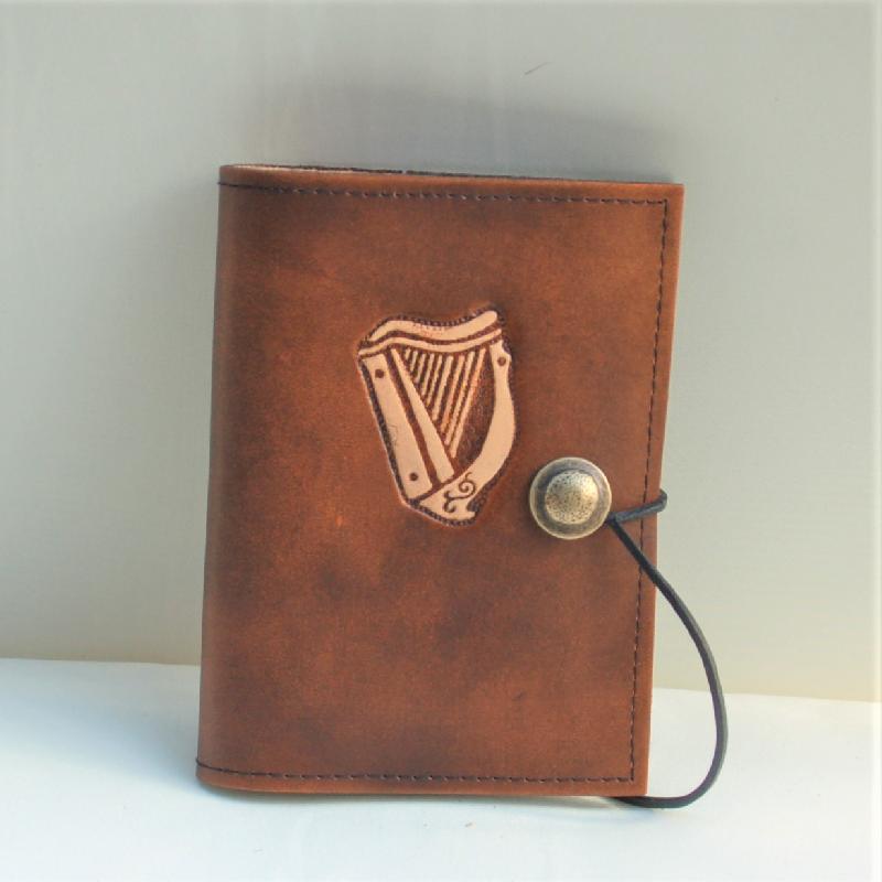 Celtic Leather Craft Book Cover A6 Celtic Harp Book Cover