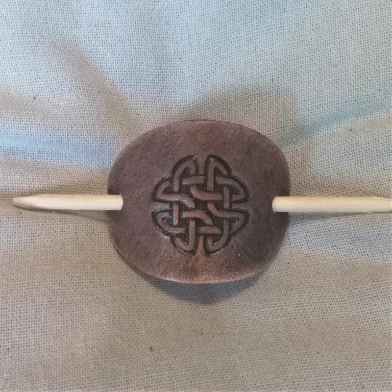 Celtic Leather Craft Hair Slide - small Celtic Knot Circle Hair Slide - small