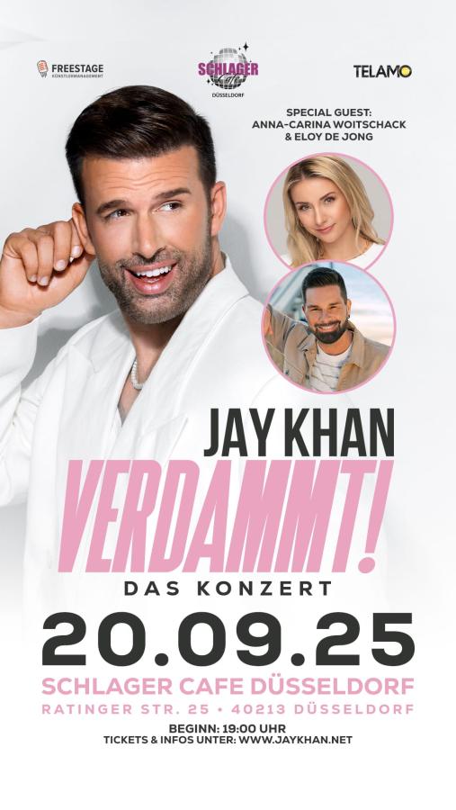 Ticket zzgl. VVK Gebühr 20.09.2025 Jay Khan - Live in Düsseldorf mit seinem Album „Verdammt!“