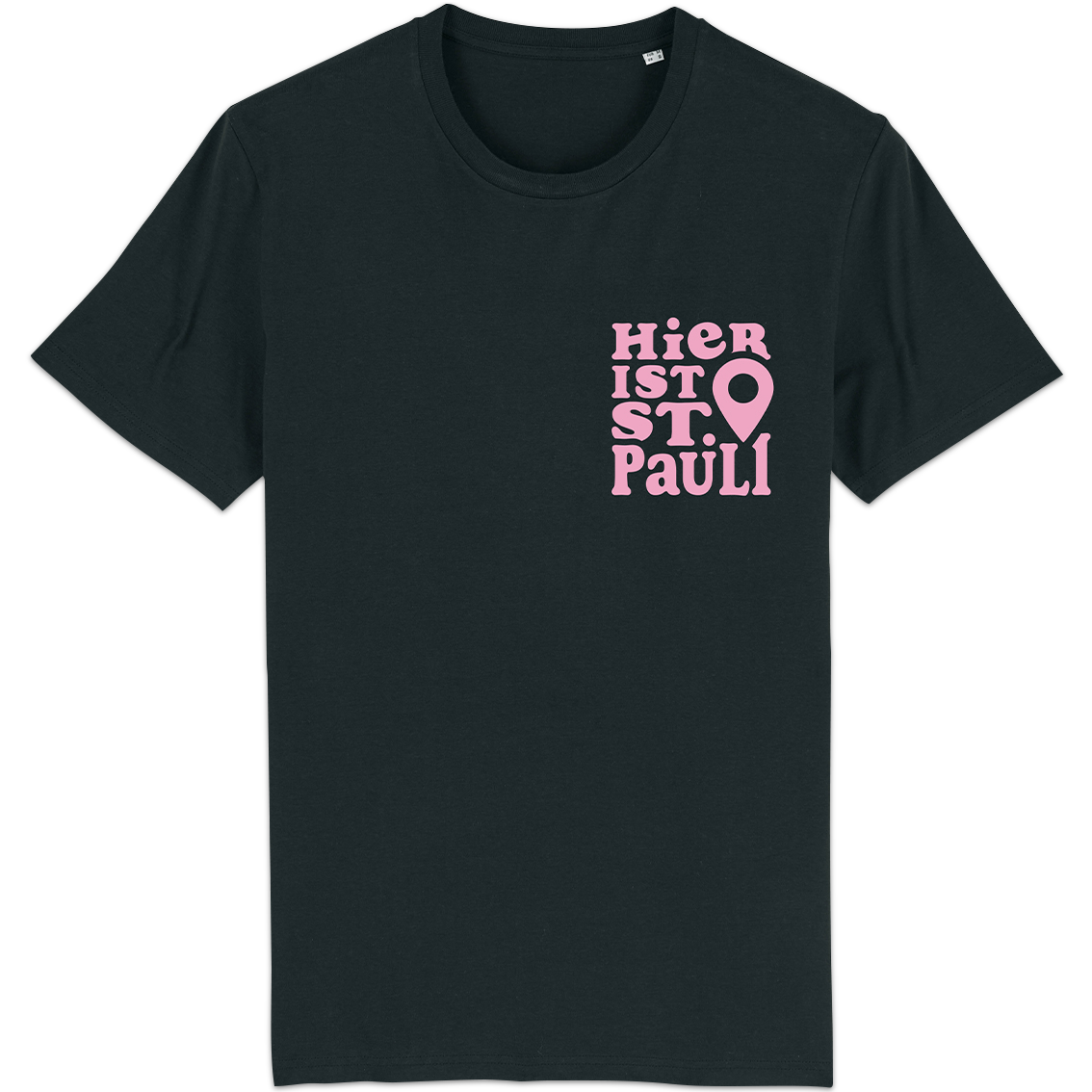 Shirt "Hier ist St. Pauli" rosa auf schwarz