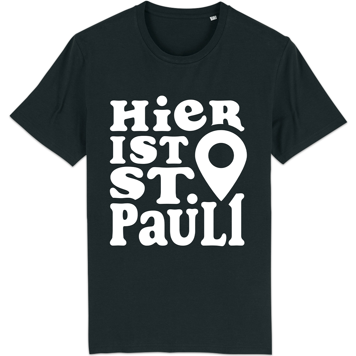 Shirt "Hier ist St. Pauli" weiß auf schwarz