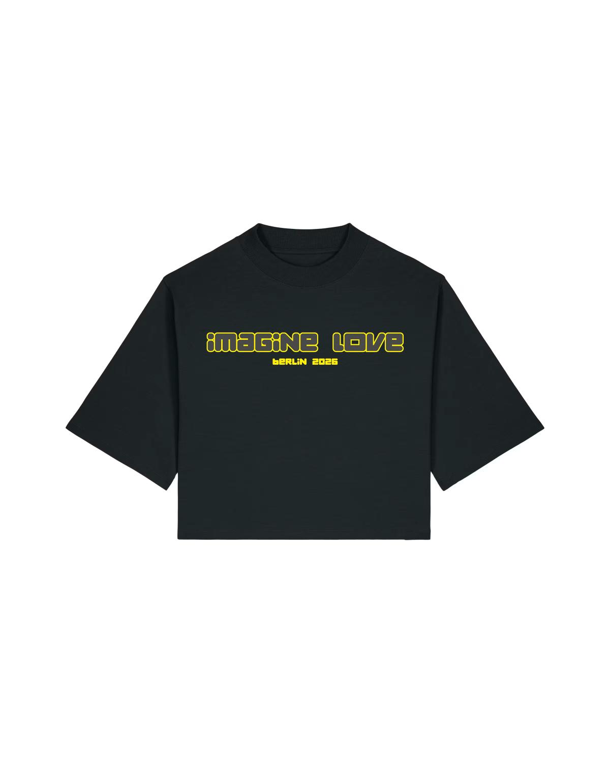 Rave The Planet IMAGINE LOVE: DARK FREQUENCY - Limited Cropped Girl-Shirt Crop-T-Shirt, schwarz