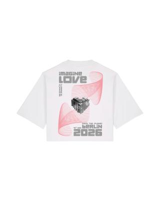 IMAGINE LOVE: WHITE NOISE - Limited Cropped Girl-Shirt Crop-T-Shirt wei&szlig;