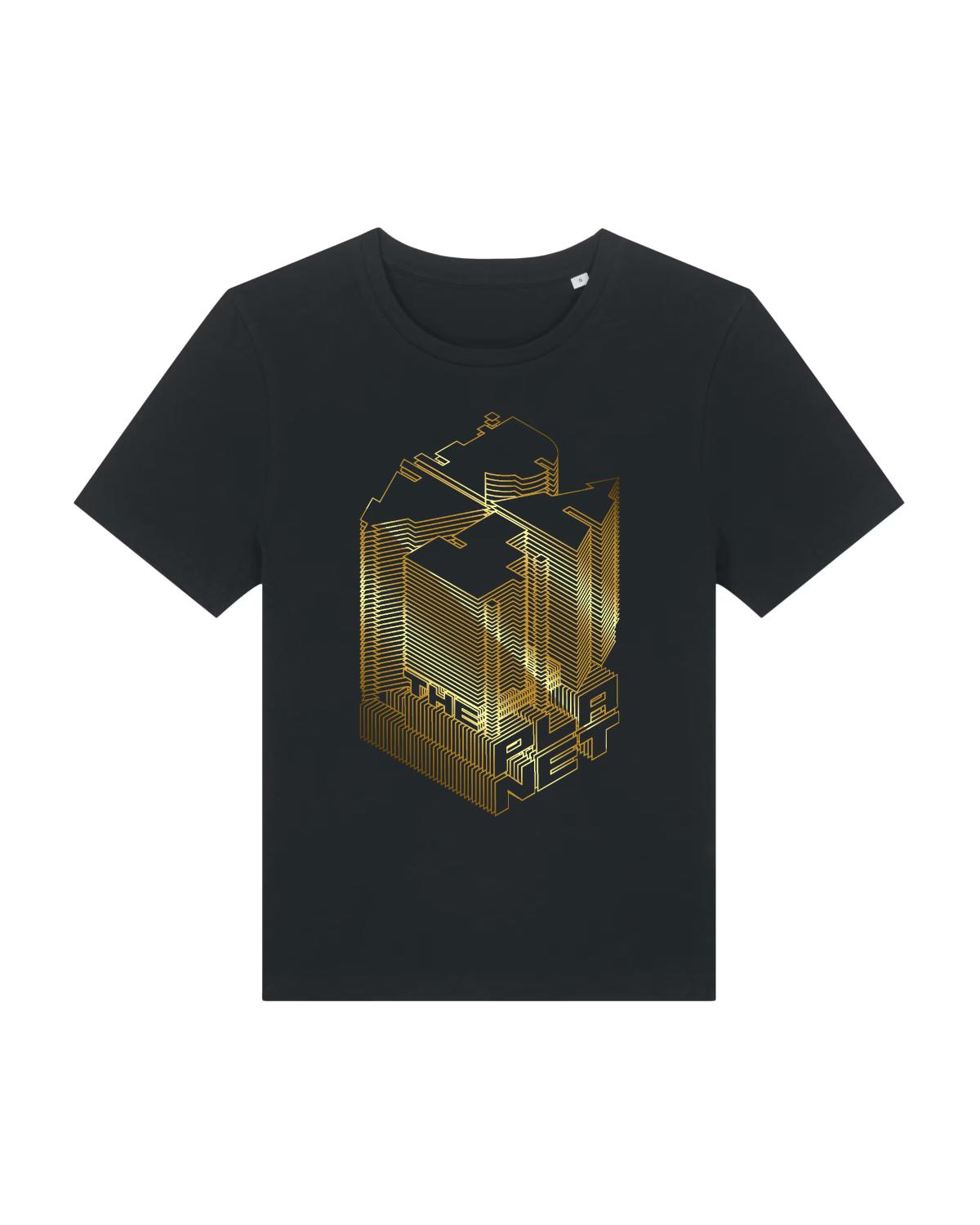 Rave The Planet RTP Isometric Gold - Frauenshirt Girlie, schwarz