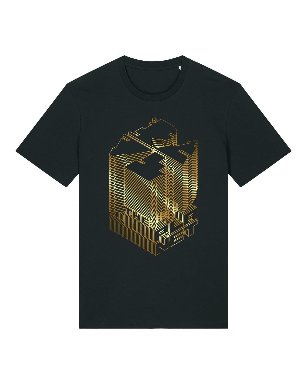 Rave The Planet RTP Isometric Gold T-Shirt, schwarz